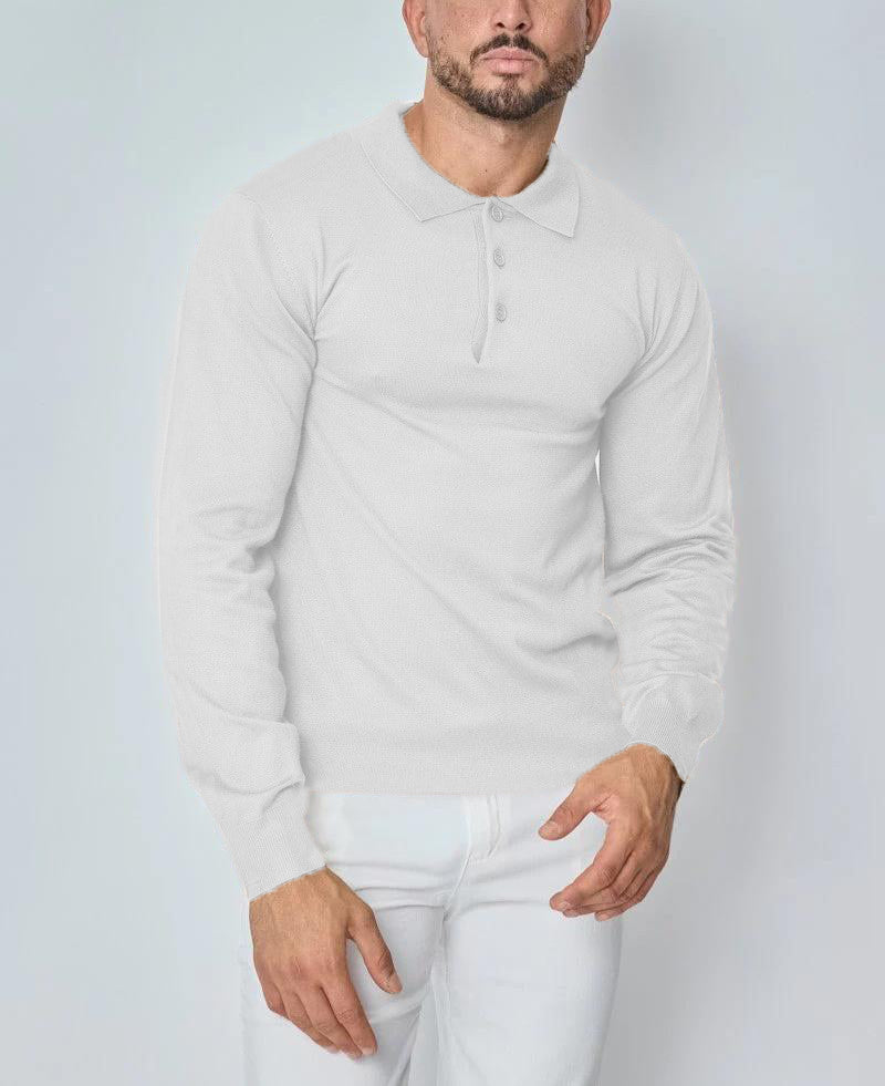 CLEARANCE🔥 Men's Casual and Comfortable Solid Color Lapel Long Sleeve POLO Shirt