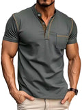 Men's Fashion Cotton Short Sleeve Henley Shirt