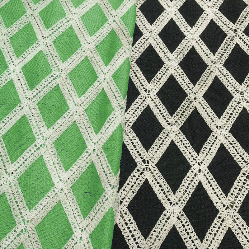 NEW🔥 Diamond Plaid Lace Cutout V Neck Shirt Dress