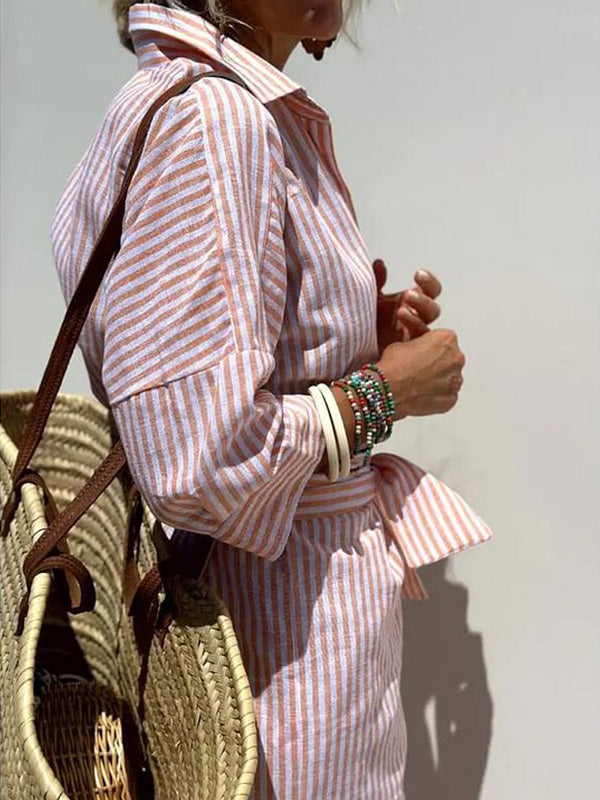 Classic Striped Summer Shirt Dress