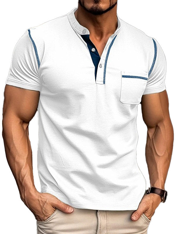 Men's Fashion Cotton Short Sleeve Henley Shirt