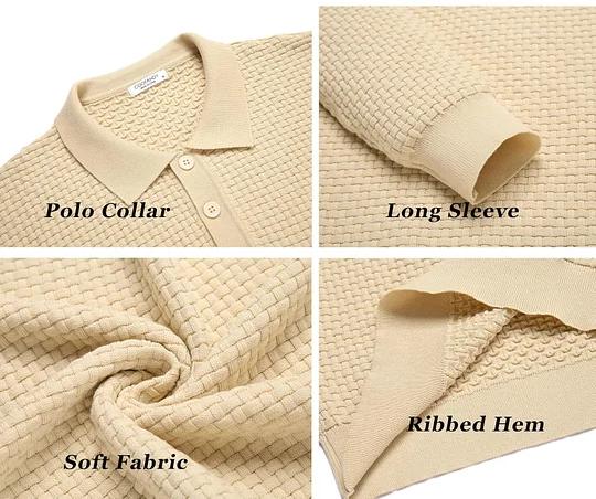 CLEARANCE🔥 Men's Casual Knitted Sweater Long Sleeve Polo Shirt