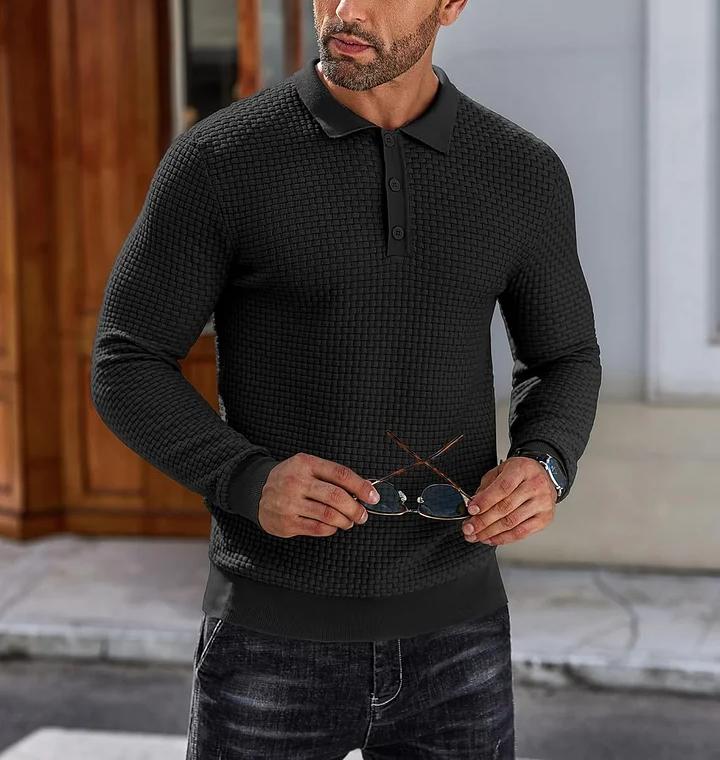 CLEARANCE🔥 Men's Casual Knitted Sweater Long Sleeve Polo Shirt