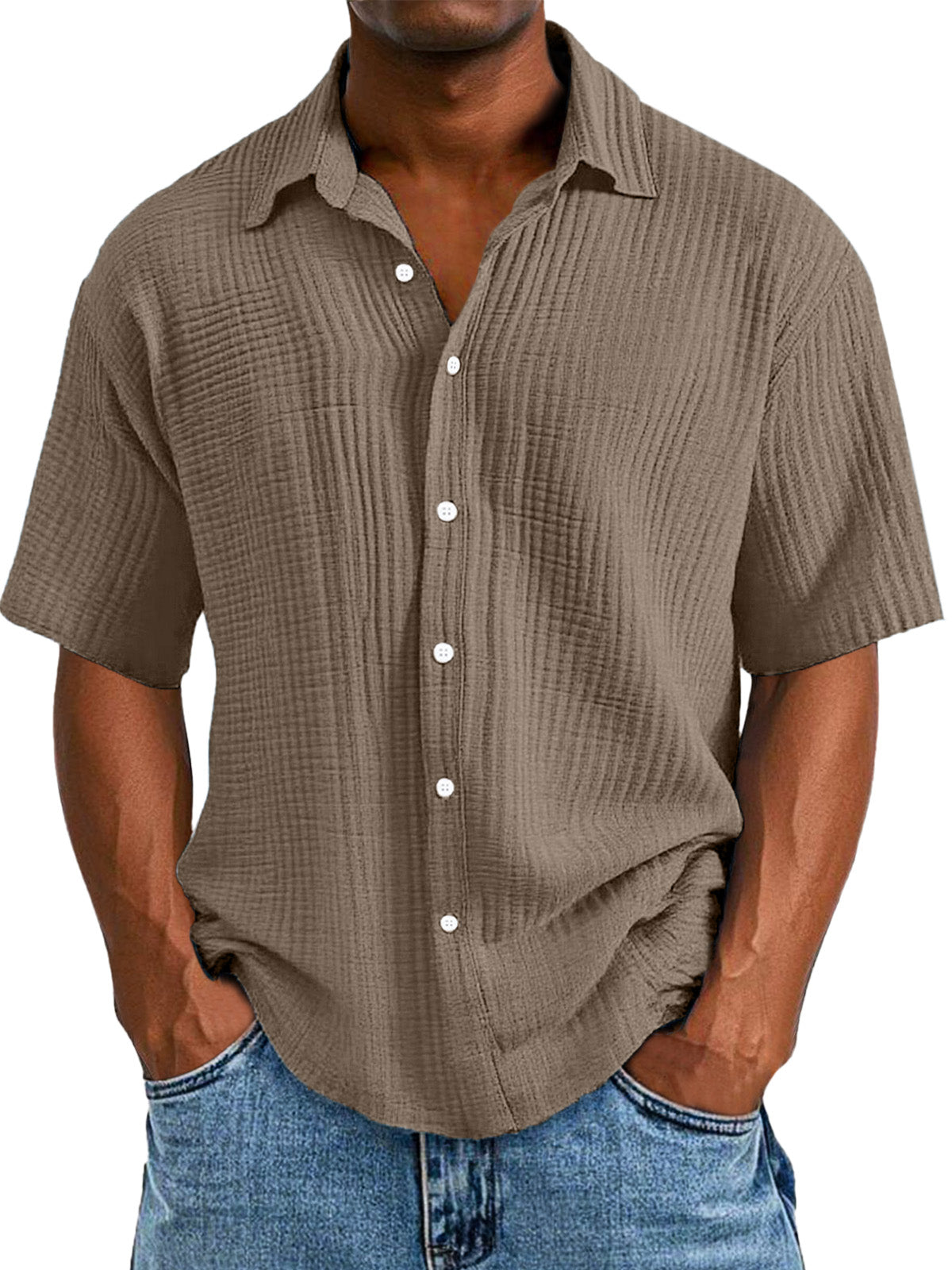 CLEARANCE🔥 Men's Casual Loose And Comfortable Textured Short-sleeved Shirt
