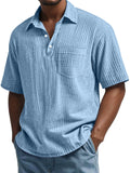 Men's Daily Pleated Casual Lapel Pocket Short Sleeve POLO Shirt