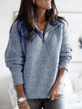 Ribbed Half Zip Sweater For Women