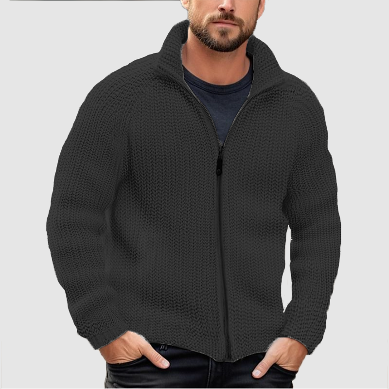 CLEARANCE SALE🔥 Men's Cardigan Solid Zipper Turtleneck Thick Knit Woolen Sweater Coat