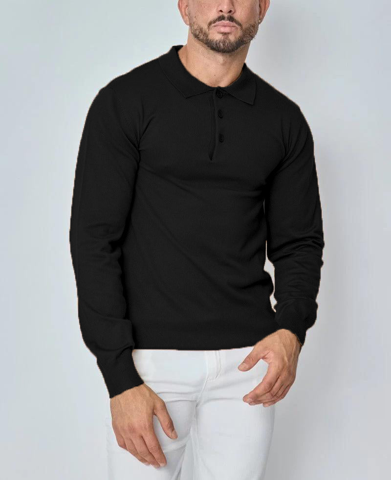 CLEARANCE🔥 Men's Casual and Comfortable Solid Color Lapel Long Sleeve POLO Shirt
