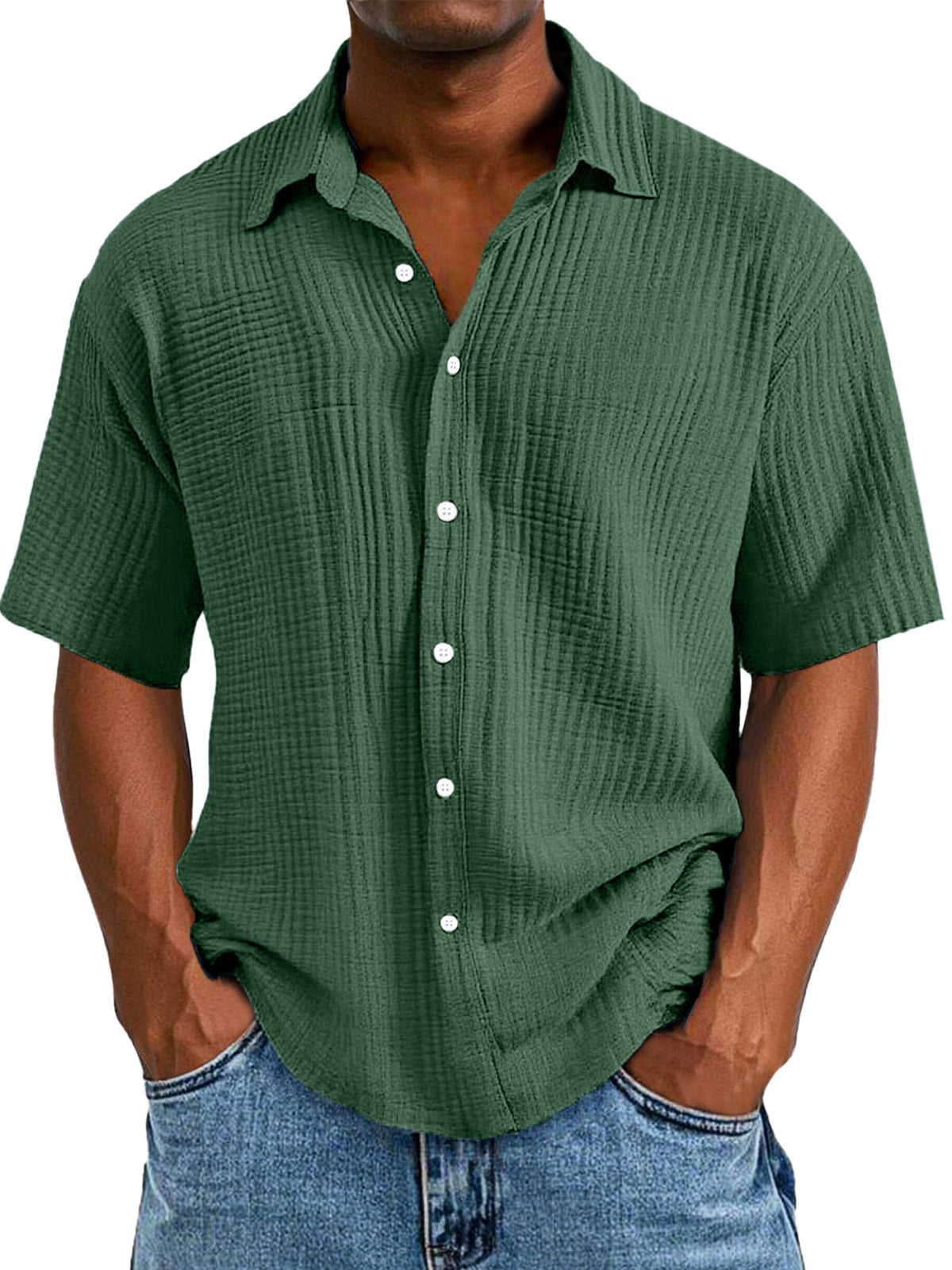 CLEARANCE🔥 Men's Casual Loose And Comfortable Textured Short-sleeved Shirt