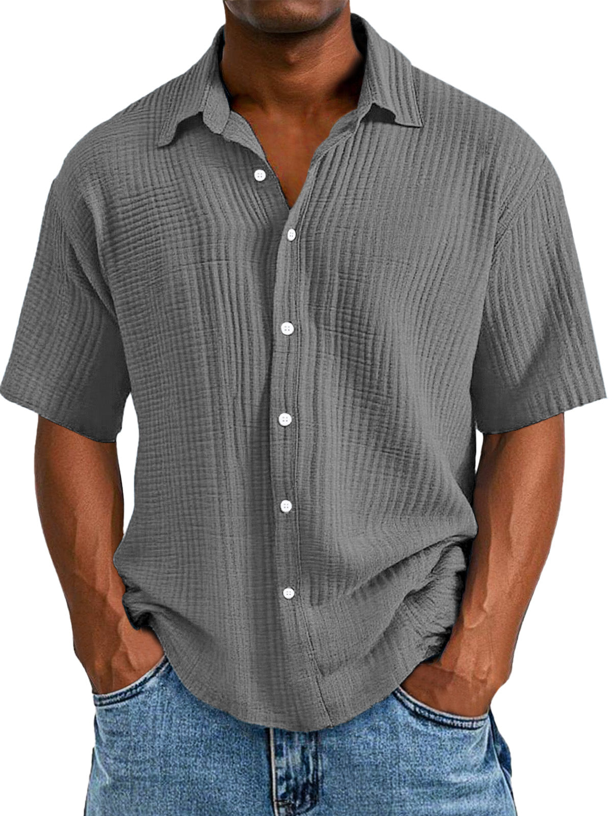 CLEARANCE🔥 Men's Casual Loose And Comfortable Textured Short-sleeved Shirt