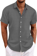 Men's Casual Loose And Comfortable Textured Short-sleeved Shirt