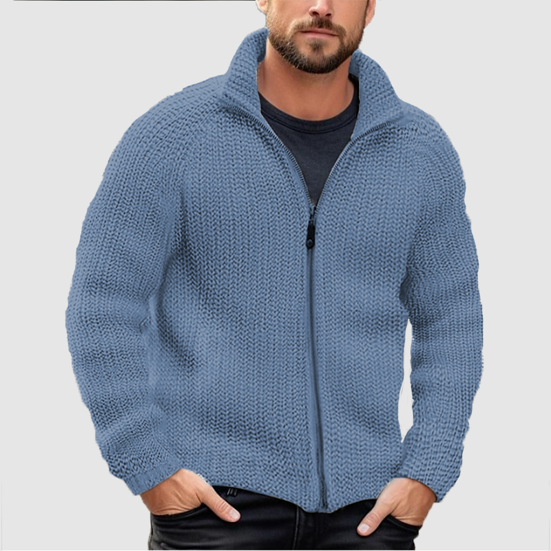 CLEARANCE SALE🔥 Men's Cardigan Solid Zipper Turtleneck Thick Knit Woolen Sweater Coat