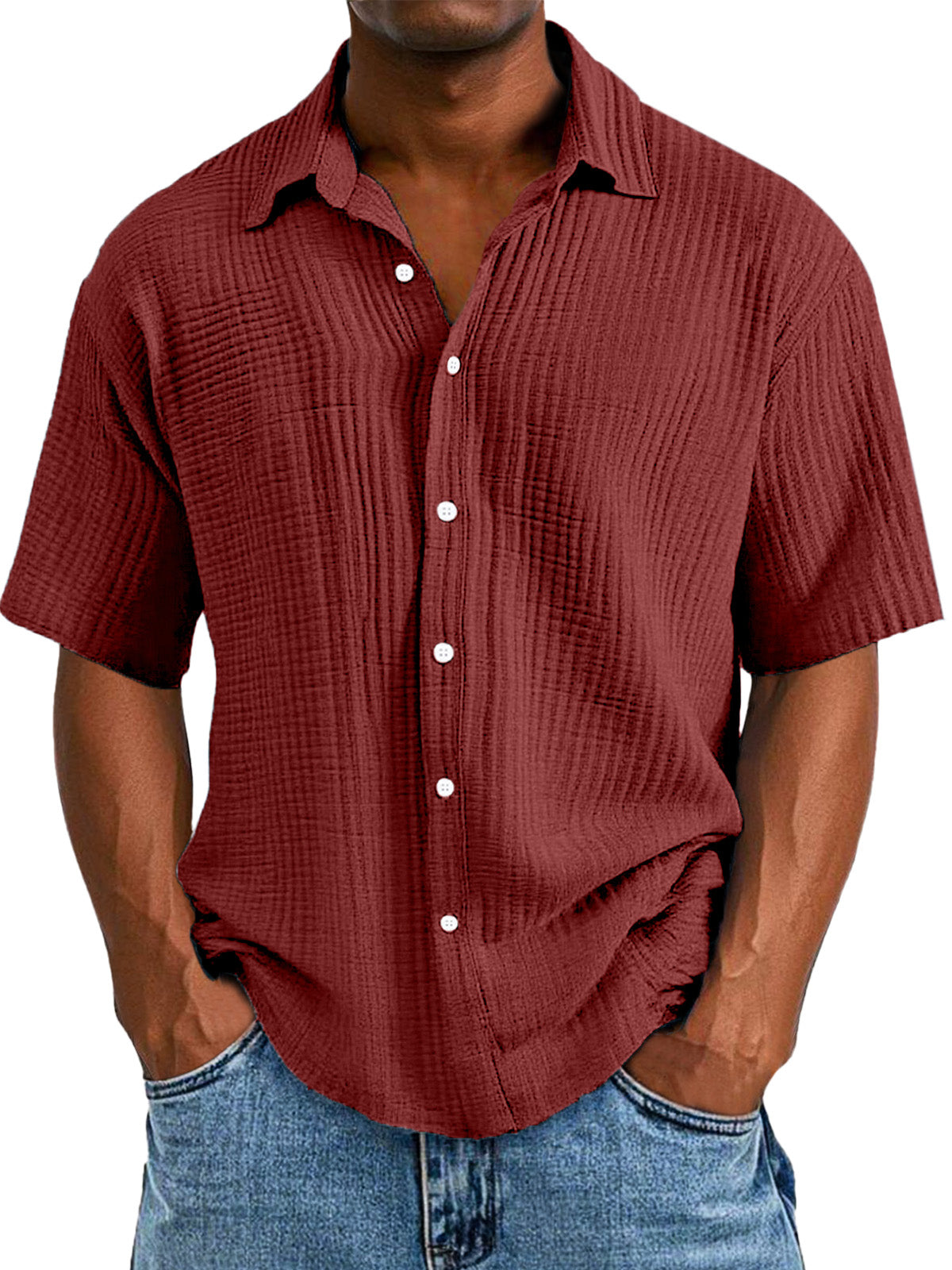 CLEARANCE🔥 Men's Casual Loose And Comfortable Textured Short-sleeved Shirt