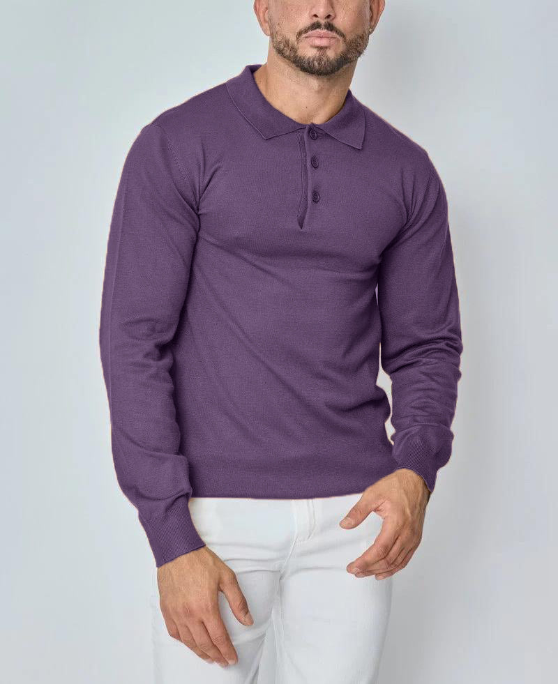 CLEARANCE🔥 Men's Casual and Comfortable Solid Color Lapel Long Sleeve POLO Shirt