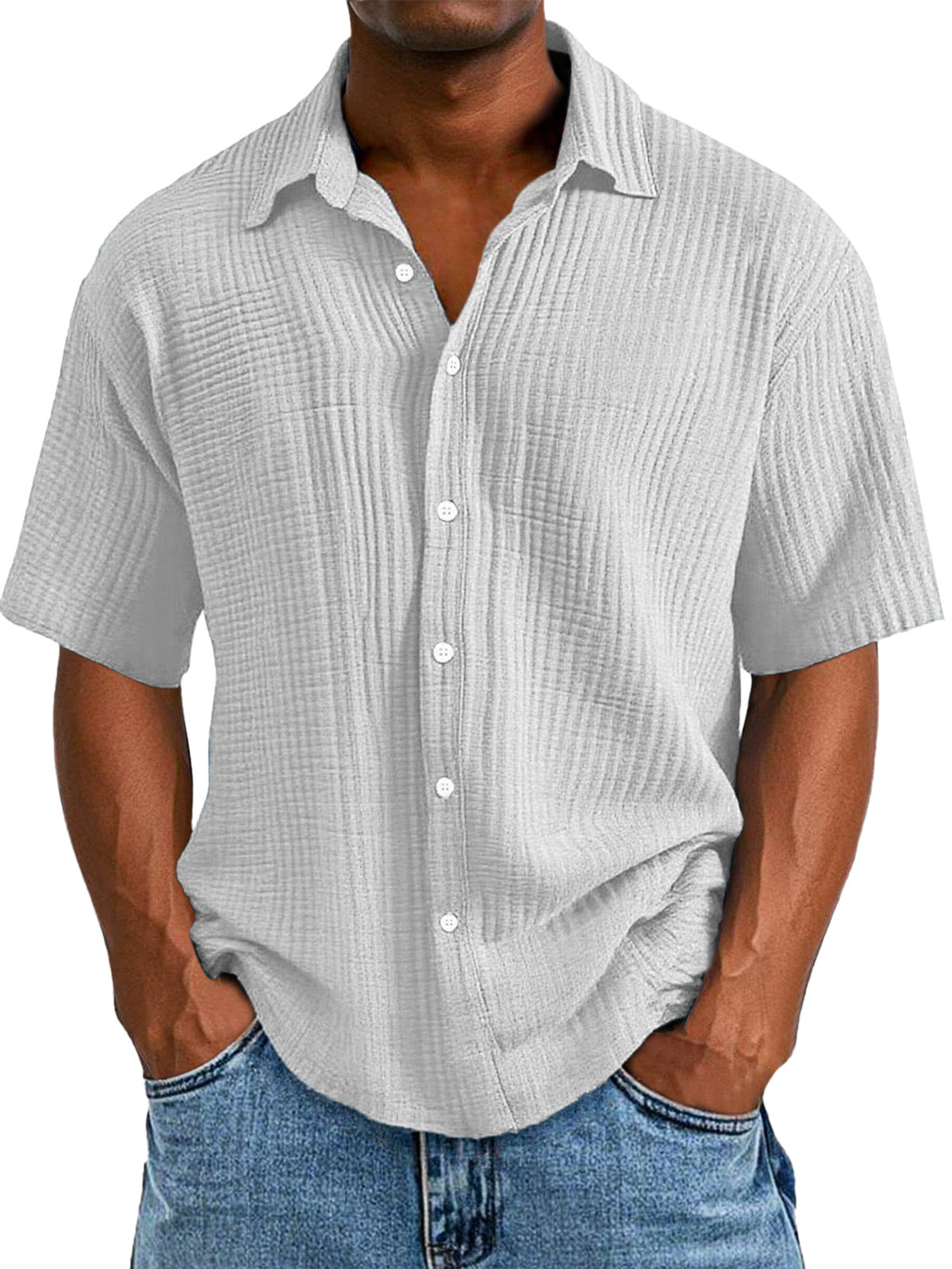 CLEARANCE🔥 Men's Casual Loose And Comfortable Textured Short-sleeved Shirt