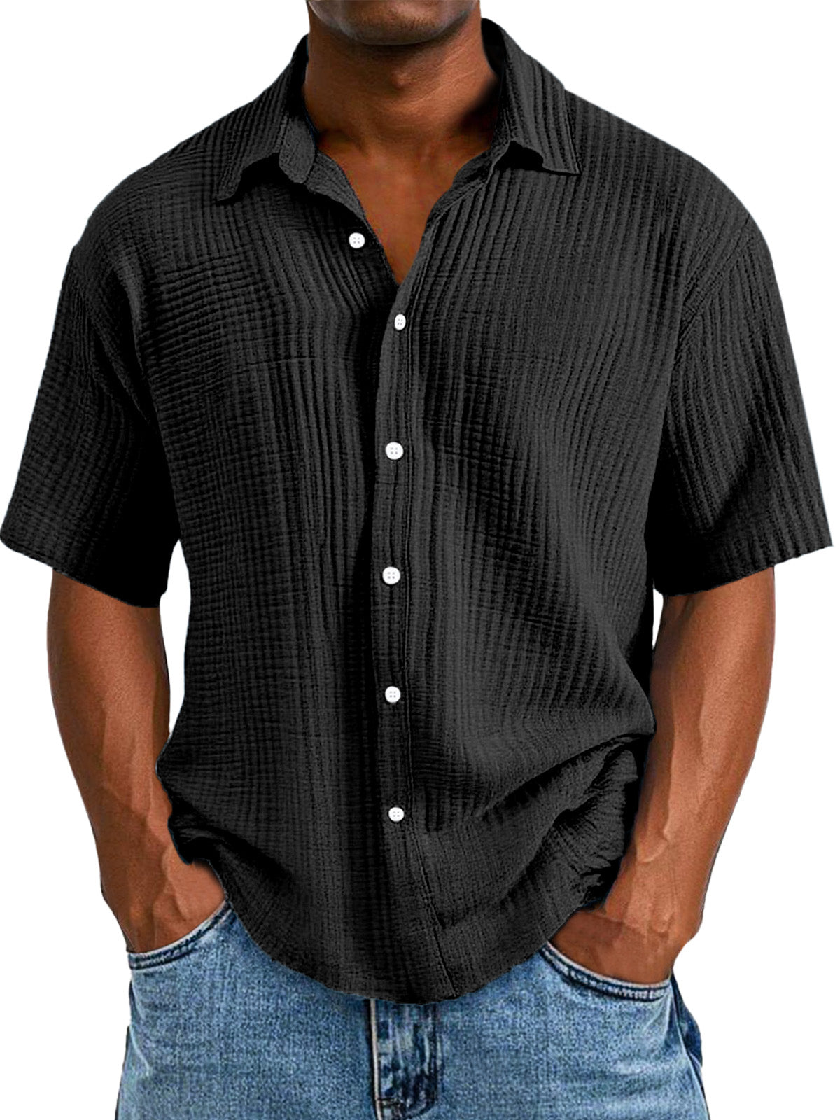 CLEARANCE🔥 Men's Casual Loose And Comfortable Textured Short-sleeved Shirt