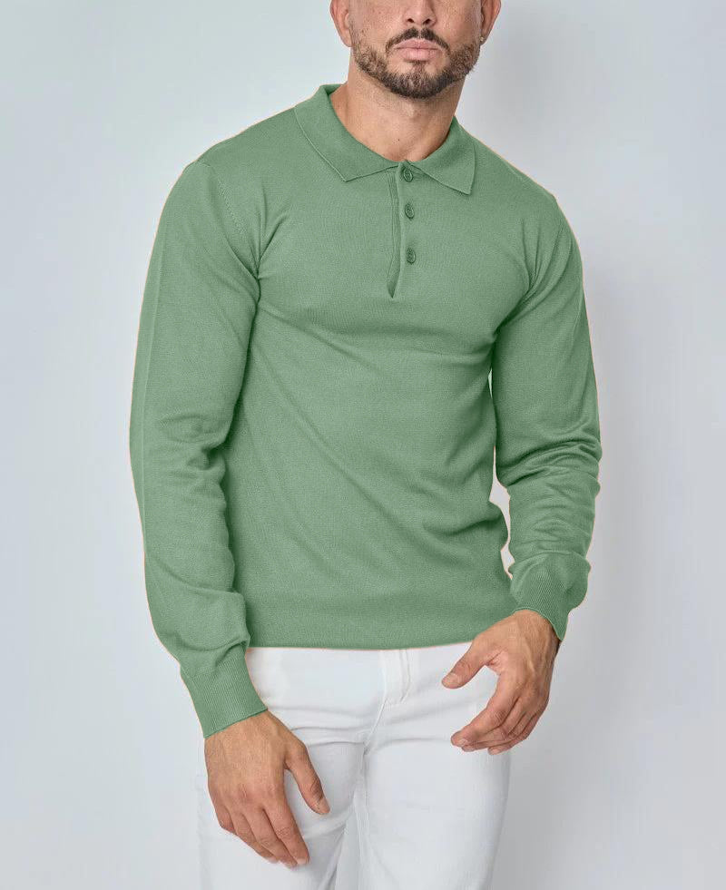 CLEARANCE🔥 Men's Casual and Comfortable Solid Color Lapel Long Sleeve POLO Shirt