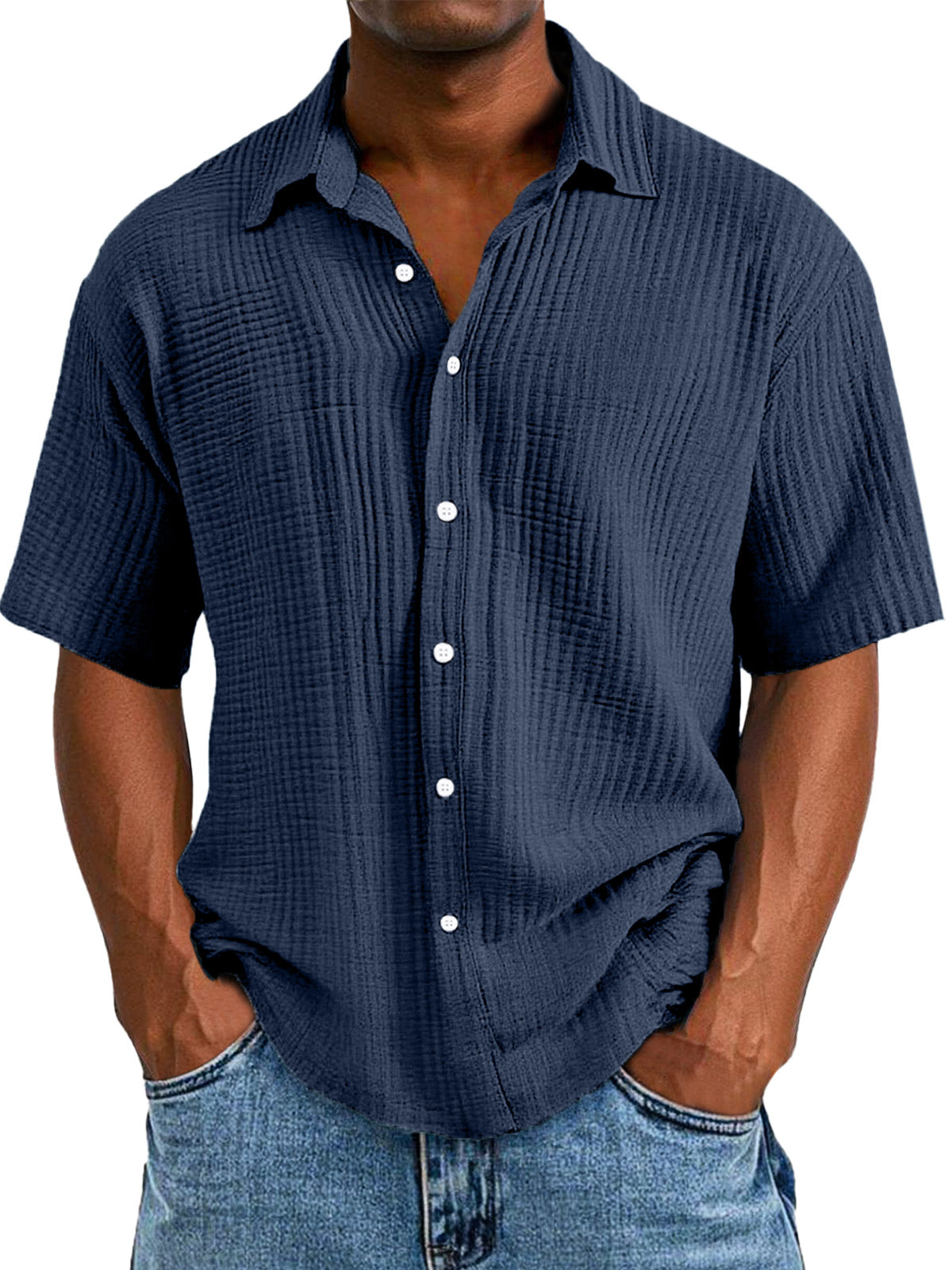 CLEARANCE🔥 Men's Casual Loose And Comfortable Textured Short-sleeved Shirt