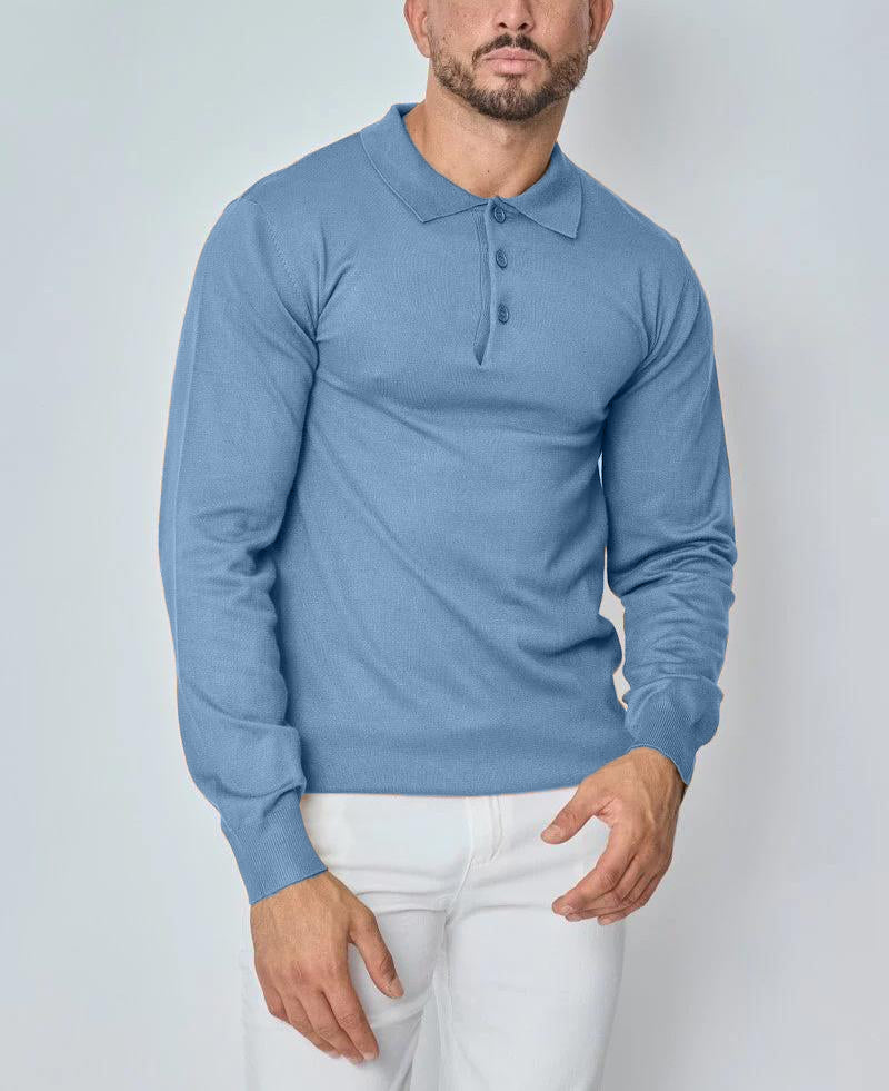 CLEARANCE🔥 Men's Casual and Comfortable Solid Color Lapel Long Sleeve POLO Shirt