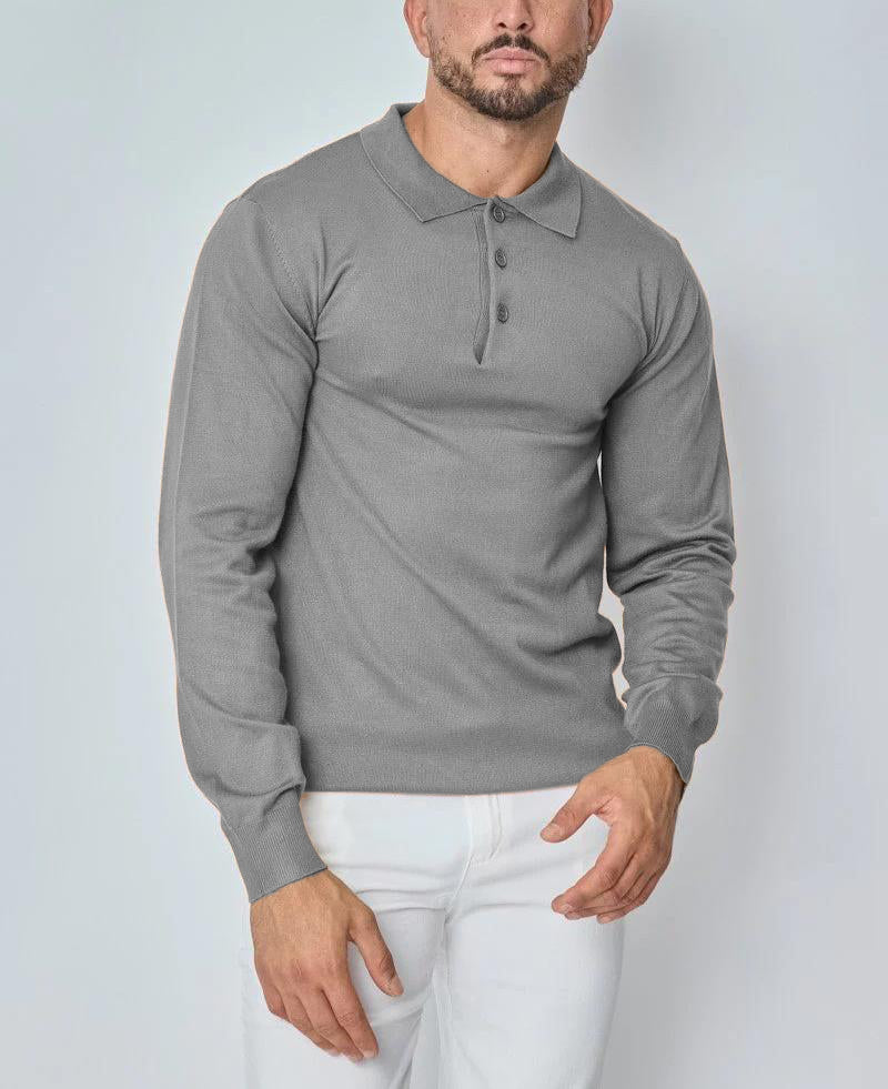 CLEARANCE🔥 Men's Casual and Comfortable Solid Color Lapel Long Sleeve POLO Shirt