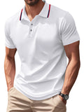Men's Casual Contrast Color Design Quick-drying Short-sleeved Polo Shirt