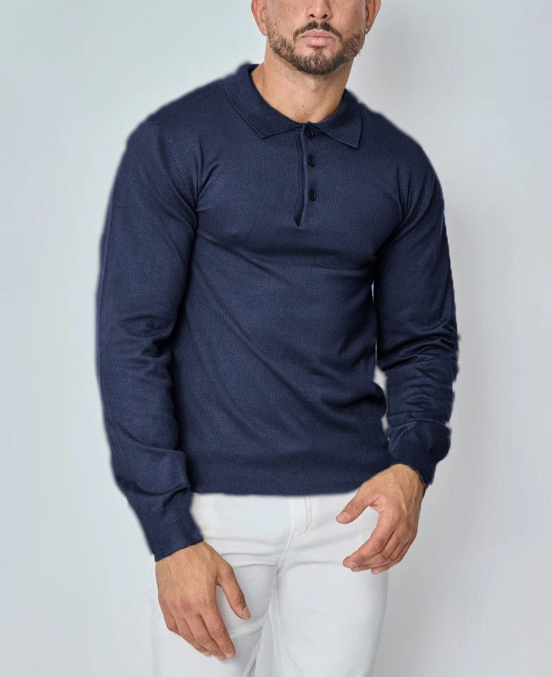 CLEARANCE🔥 Men's Casual and Comfortable Solid Color Lapel Long Sleeve POLO Shirt